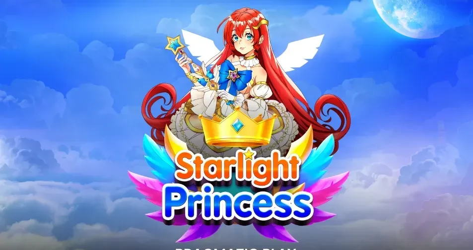 Starlight Princess açılış ekranı: bulutların üzerinde kanatlı anime prenses